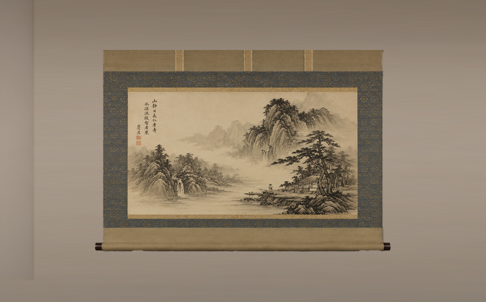 江戸時代 山水画掛け軸