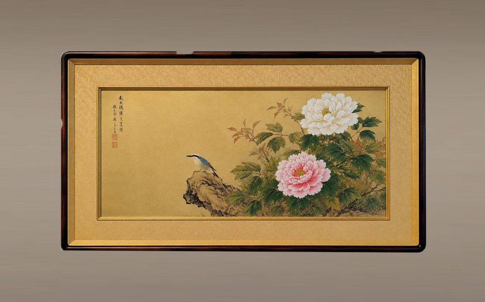 日本画 花鳥図 額装